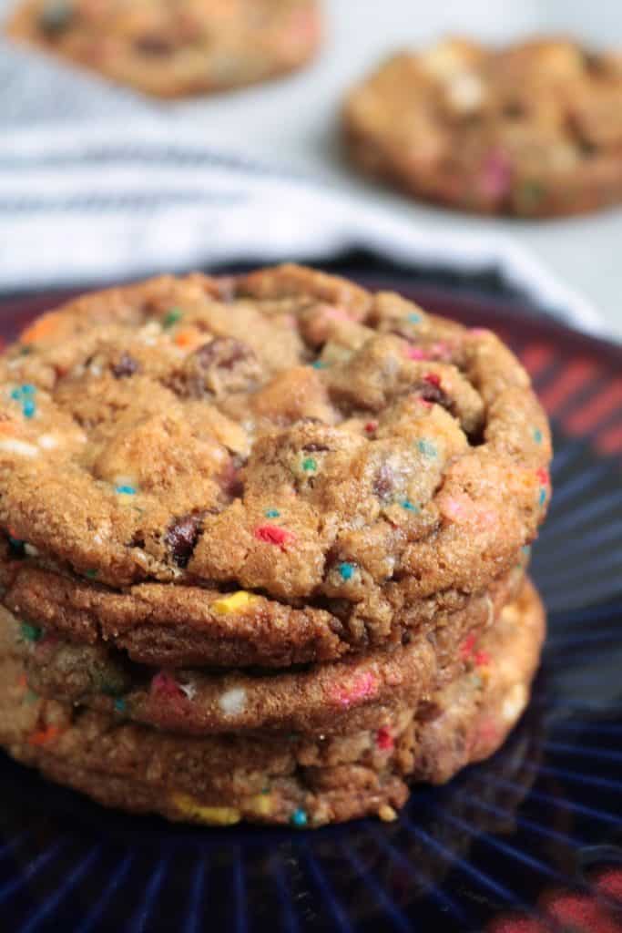 Stack of Birthday Cake S’mores Cookies.
