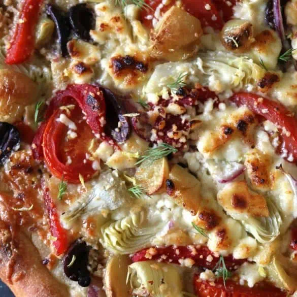 Greek Pizza with Greek Yogurt Pizza Dough.