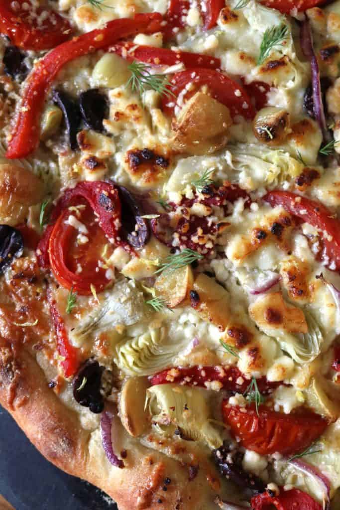 Greek Pizza with Greek Yogurt Pizza Dough.