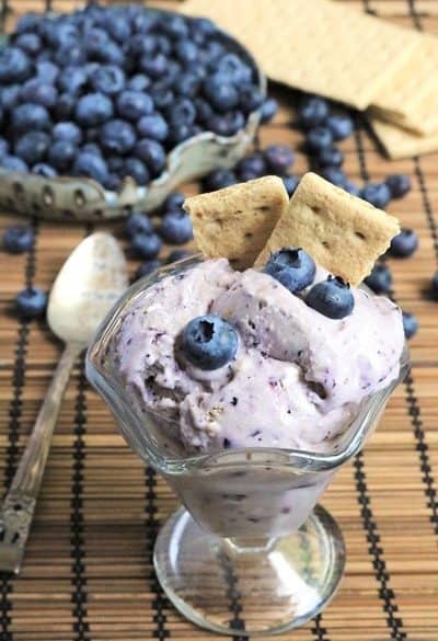 Healthy Blueberry Cheesecake Ice Cream - made with frozen bananas