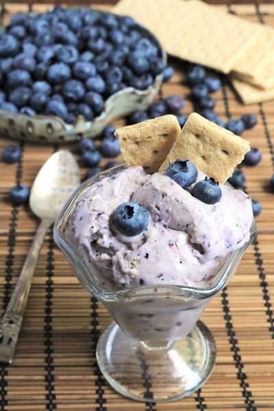 Healthy Blueberry Cheesecake Ice Cream - made with frozen bananas