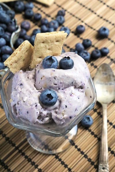 Healthy Blueberry Cheesecake Ice Cream #nochurn