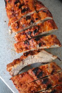 Ina Garten's Foolproof Ribs cut up.