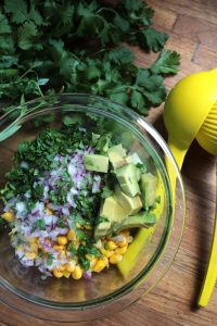 Making Homemade Corn Salsa.
