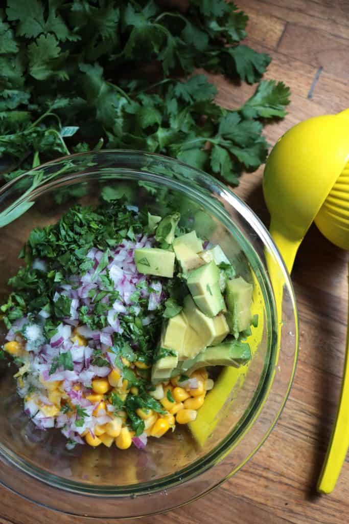 Making Homemade Corn Salsa.