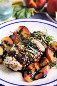 Peach Chicken topped with Balsamic Glaze
