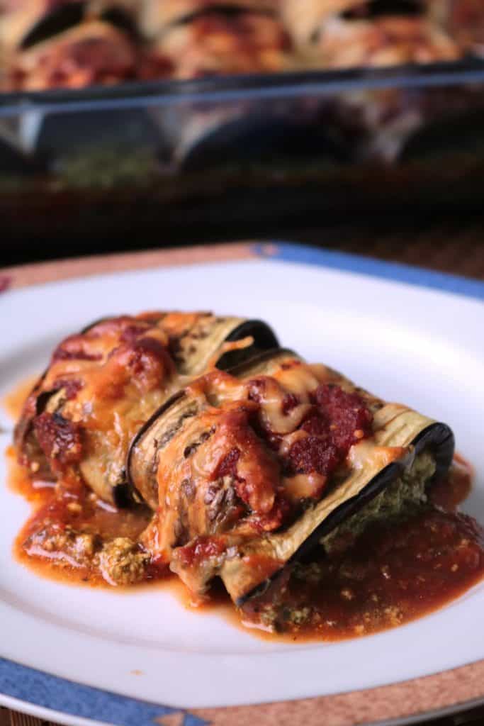 Eggplant Rollatini with Creamy Pesto Filling.