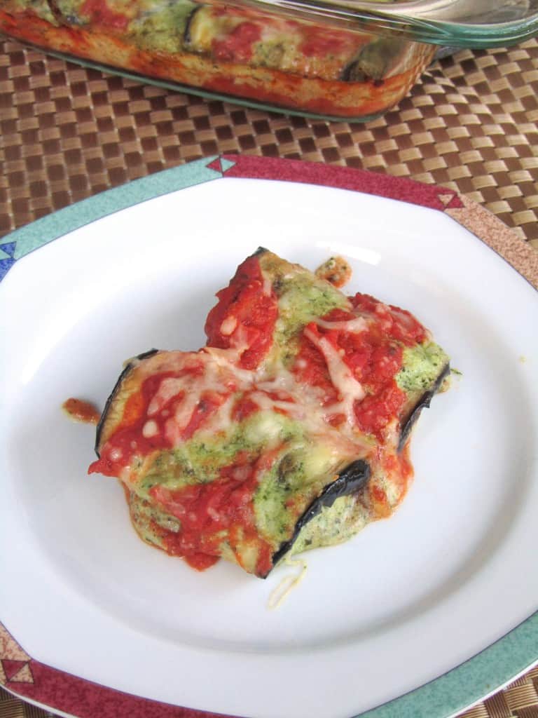 Eggplant Manicotti with Creamy Pesto Filling