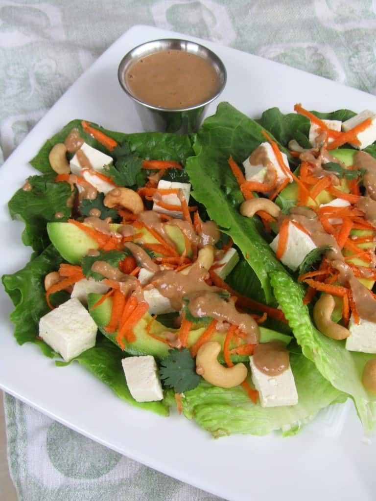Tofu Lettuce Wraps with Cashew Sauce