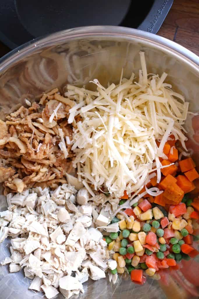 Lattice Chicken and Sweet Potato Pot Pie Filling.
