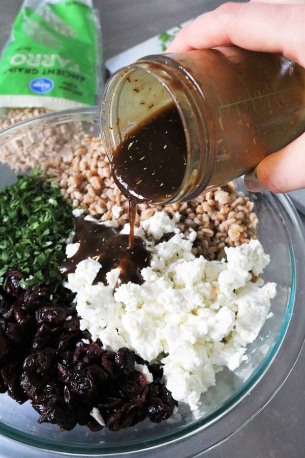 Easy Farro, Cranberry and Goat Cheese Salad