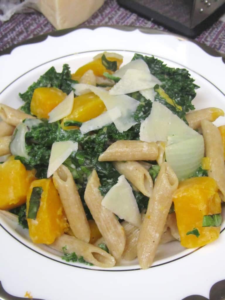 Penne with Butternut Squash, Kale, and Goat Cheese 2
