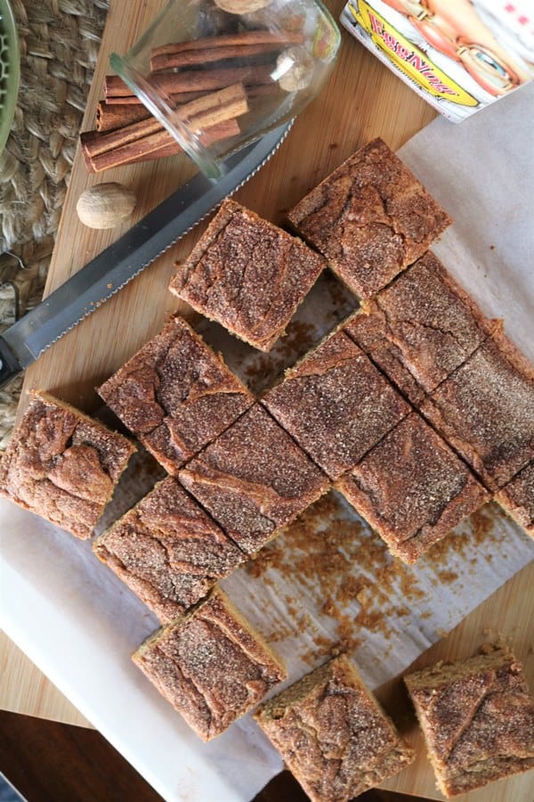 Eggnog Snickerdoodle Blondie Bars