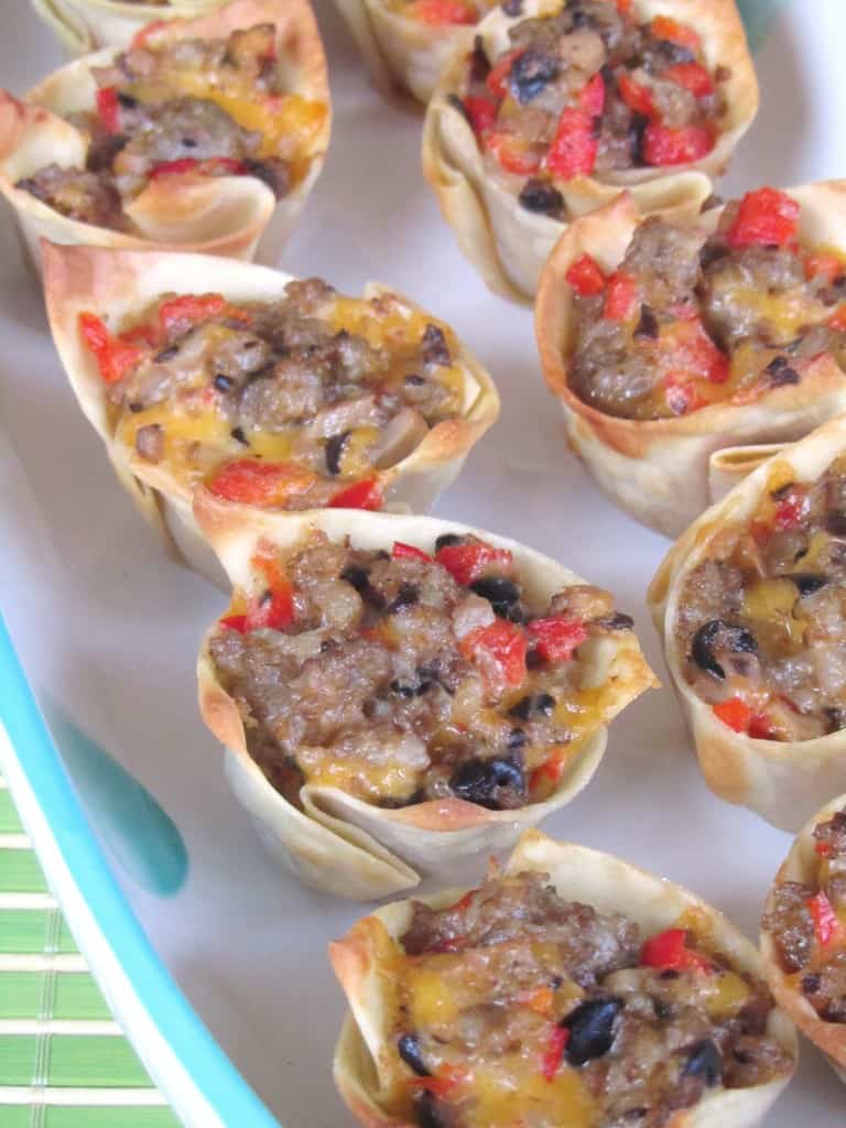 Sausage and Cheese Wonton Cups