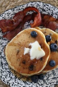 Blueberry-Flax Buttermilk Pancakes.