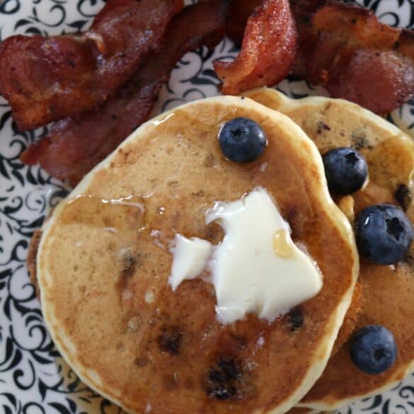 Blueberry-Flax Buttermilk Pancakes.
