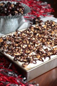 No-Bake Chocolate Peanut Butter Cup Dessert Lasagna.