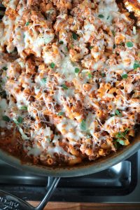 Skillet Lasagna in pan.