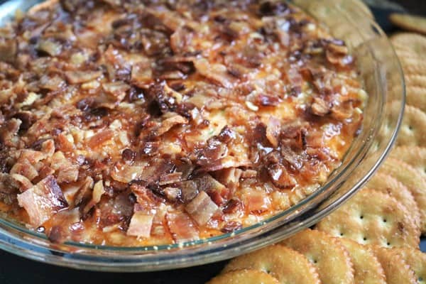 Captain Rodney's Baked Cheese Dip Topped with Bacon