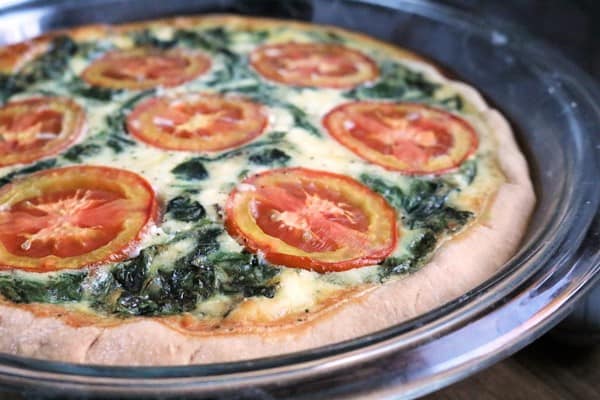 Homemade Goat Cheese, Spinach & Tomato Quiche 