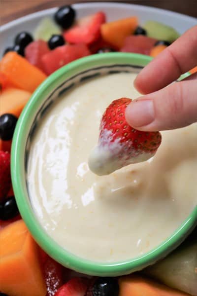 Orange-Vanilla Greek Yogurt Fruit Dip by The Spiffy Cookie #yogurtdip #recipe #thespiffycookie