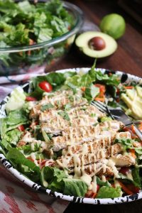 Southwestern Oven-Fried Chicken Salad with Avocado Dressing