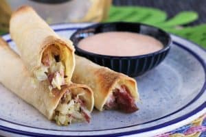Reuben Taquitos with Thousand Island Sauce