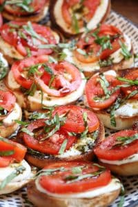 Caprese Salad Bagel Bites on a Plate.