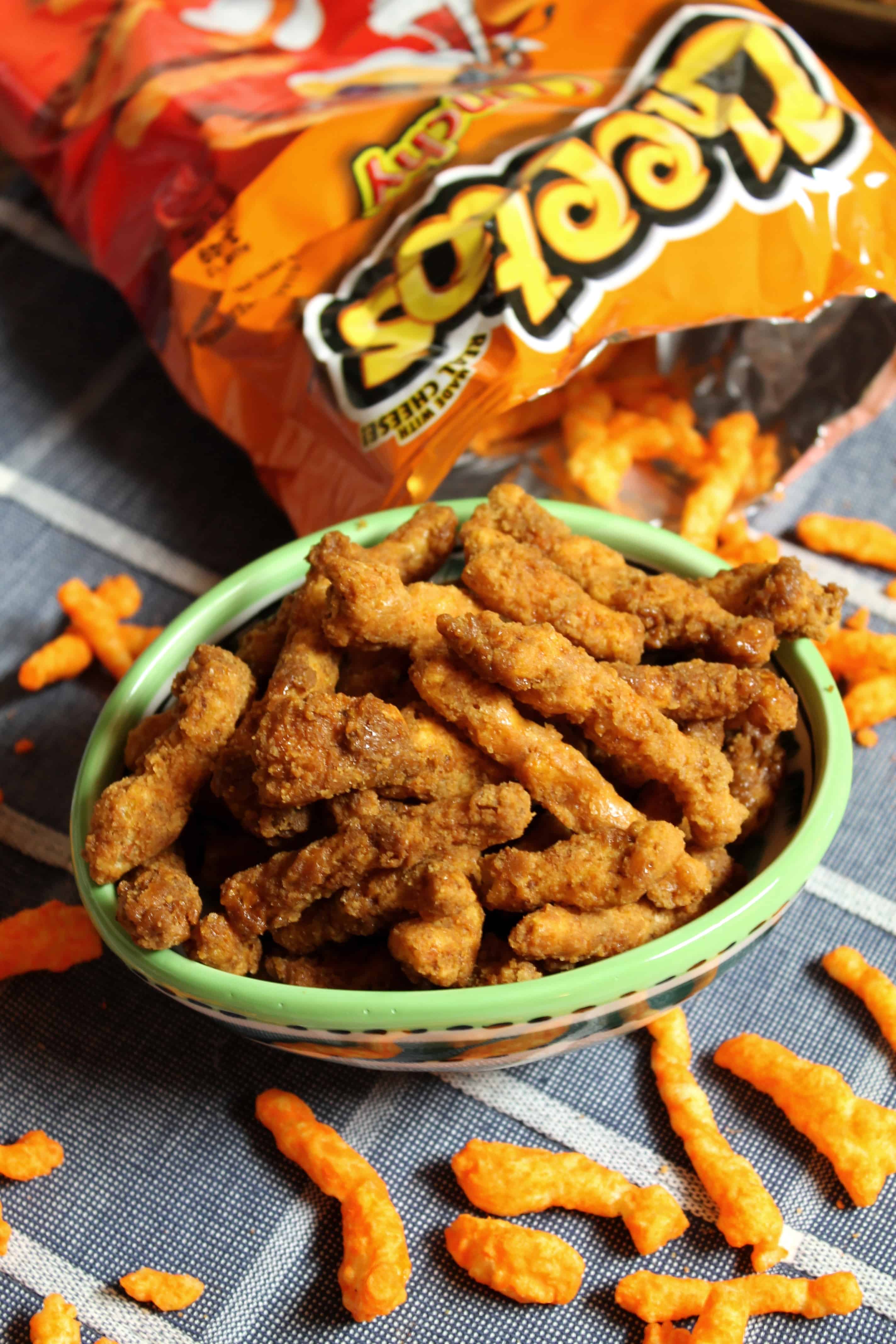 Caramelized Cheetos in a bowl.