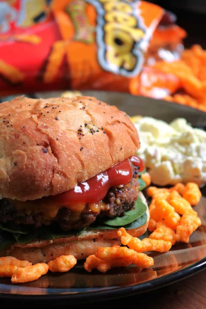 Assembled Cheetos Cheeseburgers.