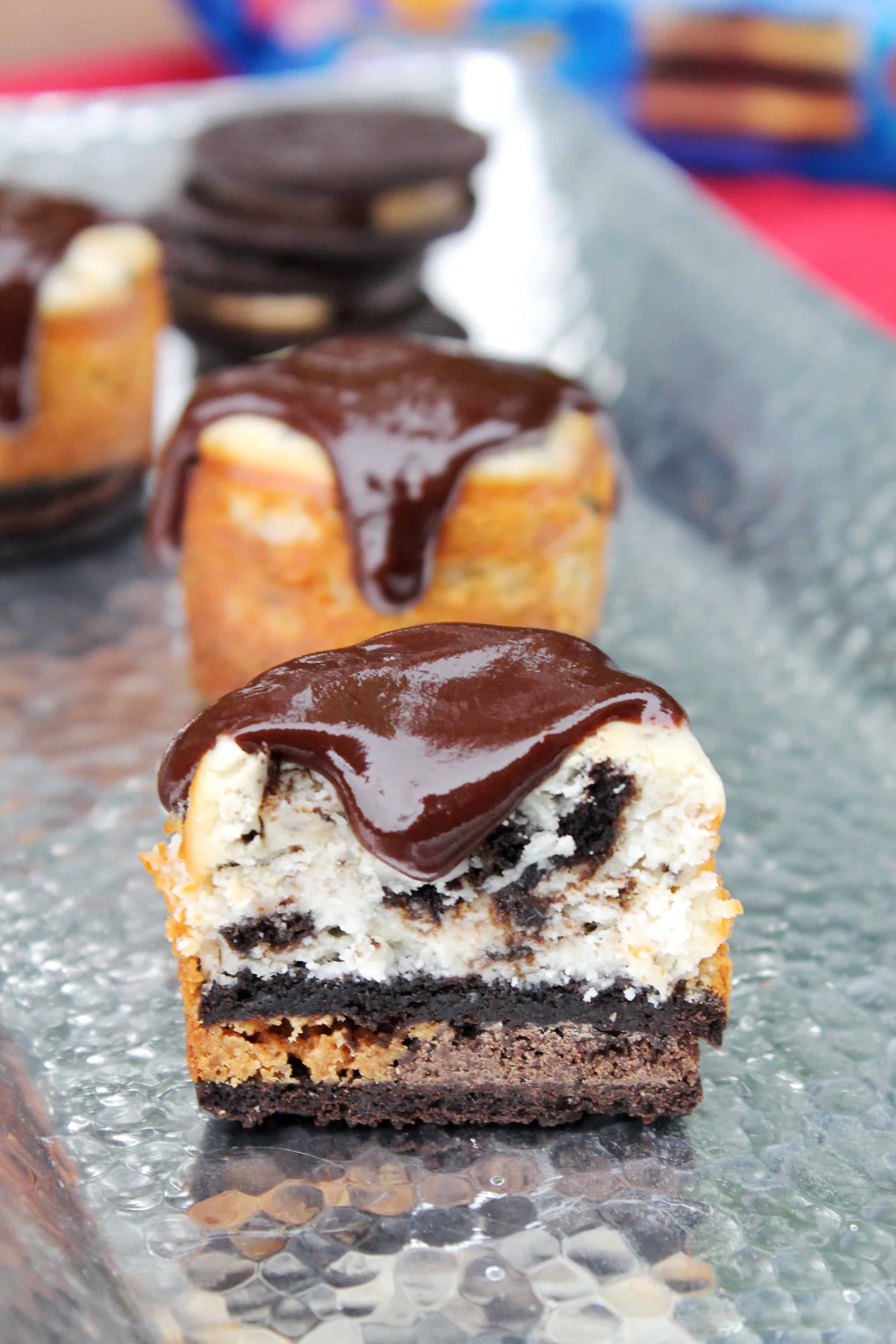 Mini Reeses-Oreo Cheesecakes.