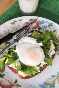 Ricotta Toast with Arugula and Poached Egg
