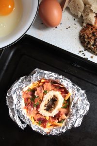 Quiche made in a bagel.