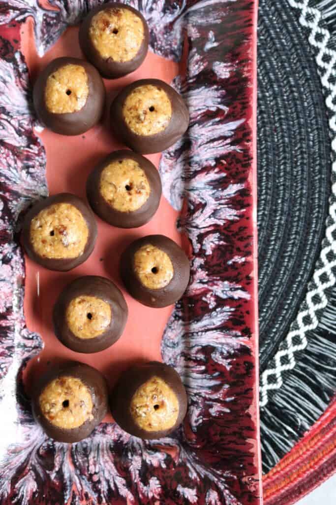Buckeye Granola Bites on a plate.