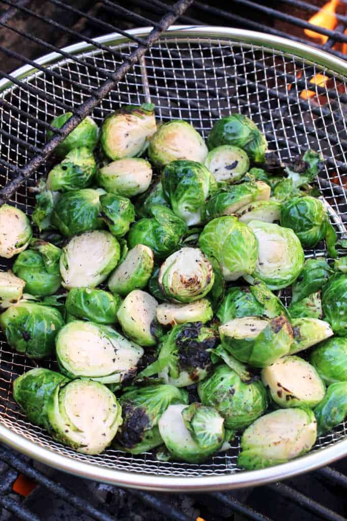 Grilled Brussels Sprouts with Pistachios, Cranberries & Parmesan 1