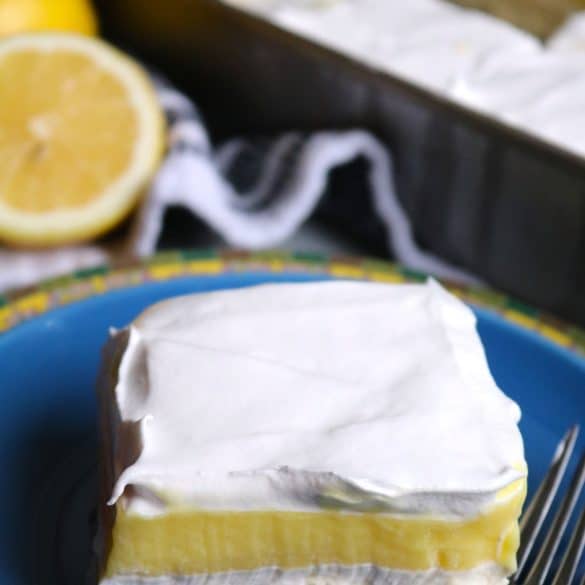 Luscious Lemon Bar on a plate.