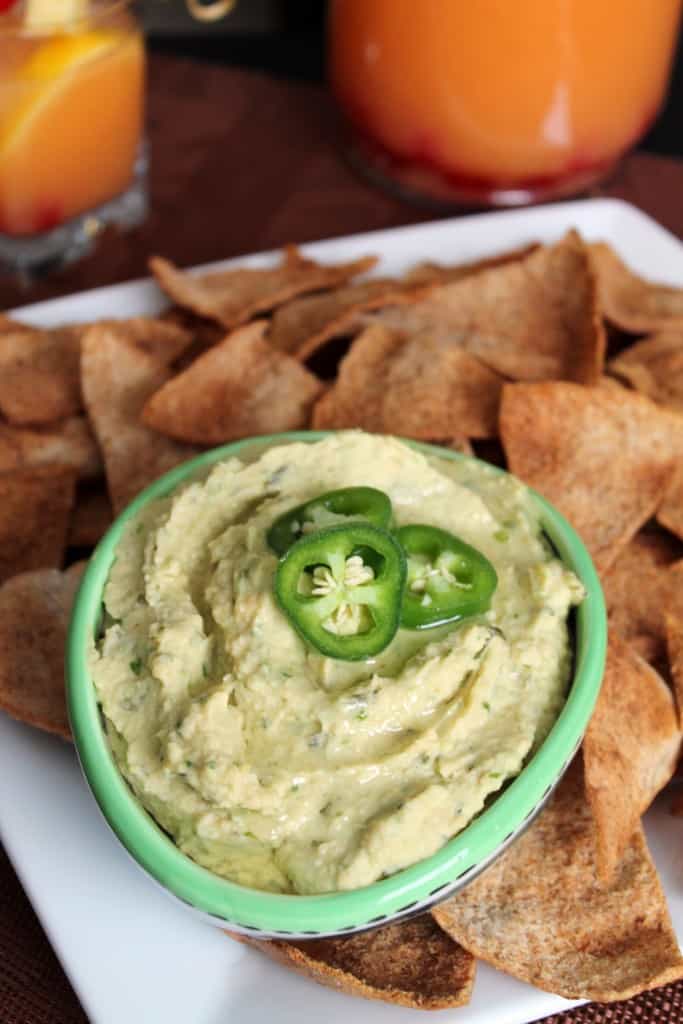 Jalapeno-Cilantro Hummus with Lime Pita Chips 1