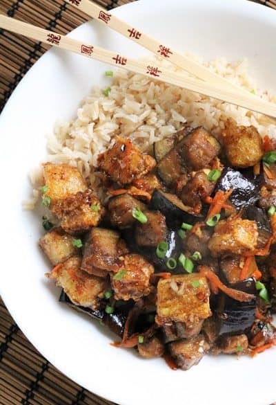 Eggplant Tofu in Garlic Sauce #passover