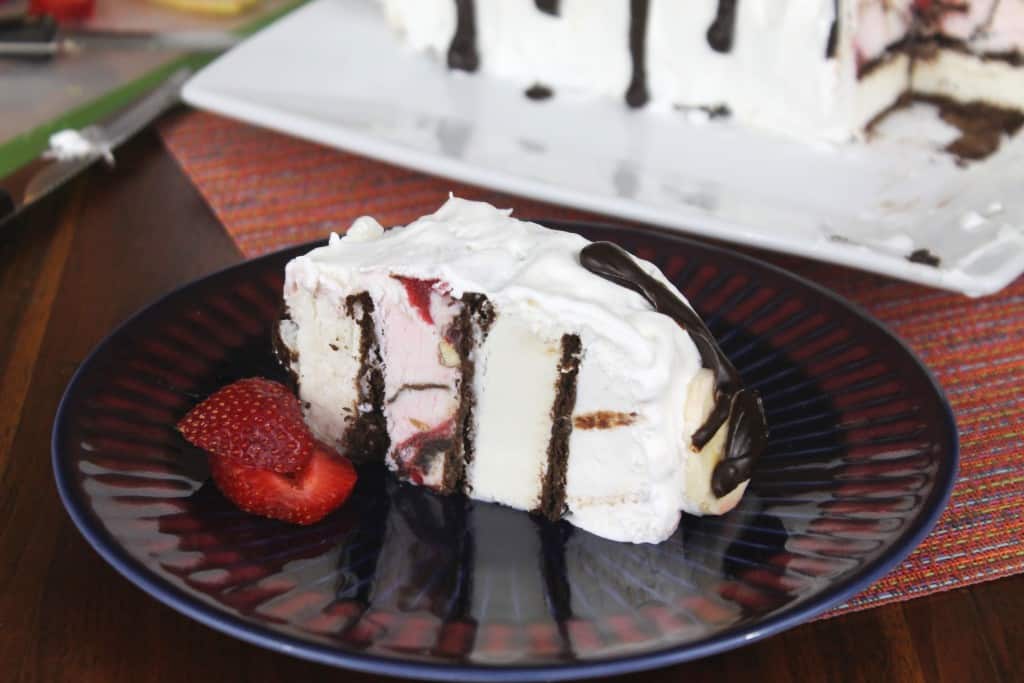 Banana Split Ice Cream Sandwich Cake 7