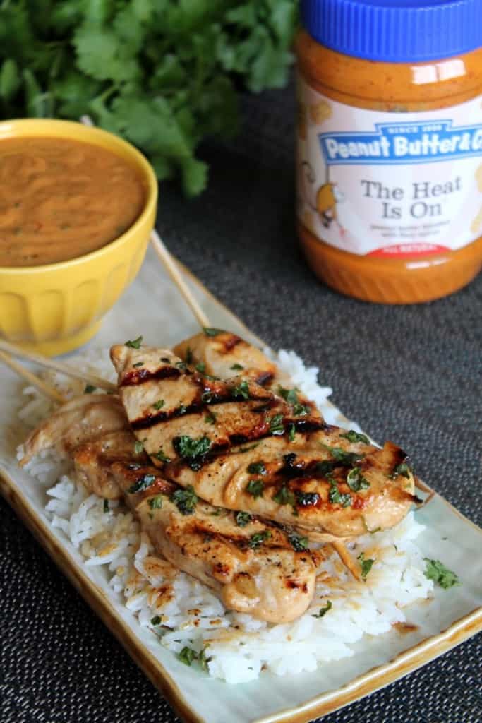 Chicken Satay with Spicy Peanut Sauce & CoconutGinger Rice The