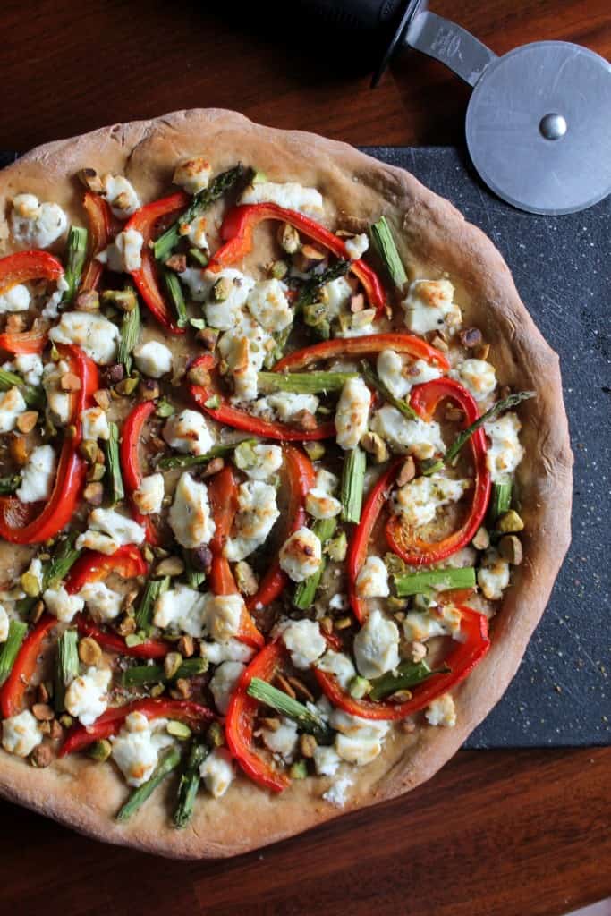 Asparagus, Red Pepper, and Goat Cheese Pizza 2