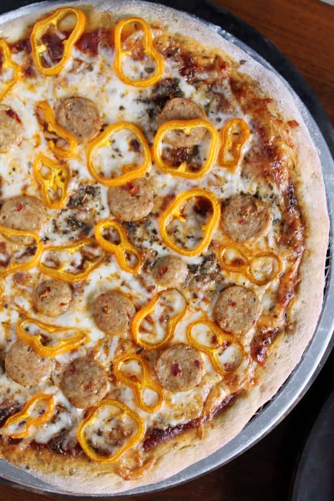 Mesquite Chicken Sausage and Pepper Pizza 2