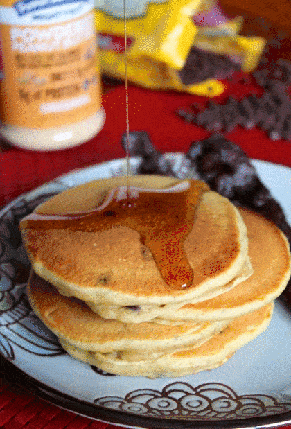 Whole Wheat Peanut Butter Chocolate Chip Pancakes