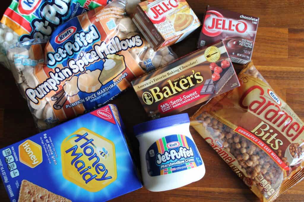 Pumpkin S’mores Dessert Lasagna Ingredients.