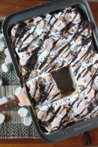 Top view of Pumpkin S’mores Dessert Lasagna.