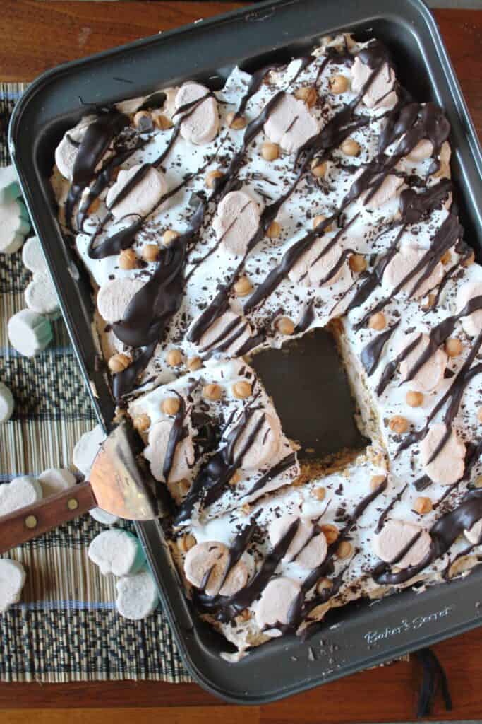 Top view of Pumpkin S’mores Dessert Lasagna.