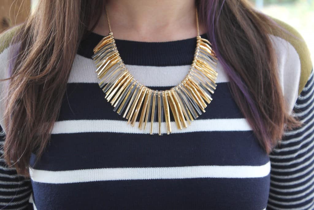 November 2015 Stitch Fix - Romolo Kienne Metal & Lucite Fringe Necklace