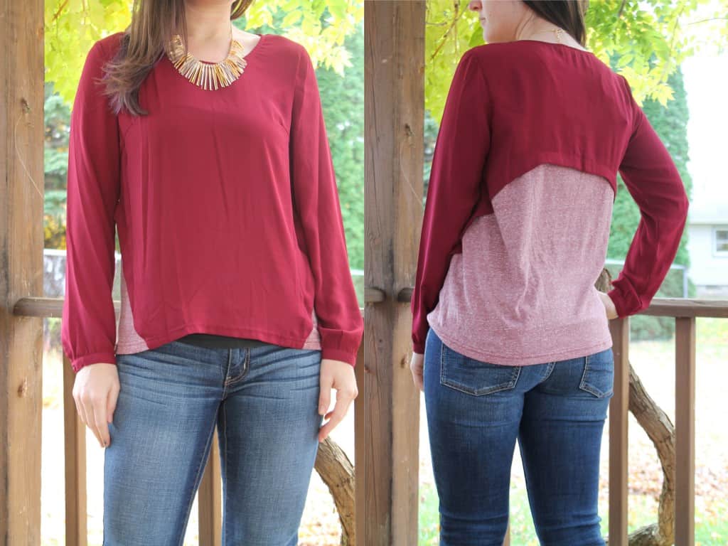 November 2015 Stitch Fix - Skies are Blue Arminta Mixed Material Top