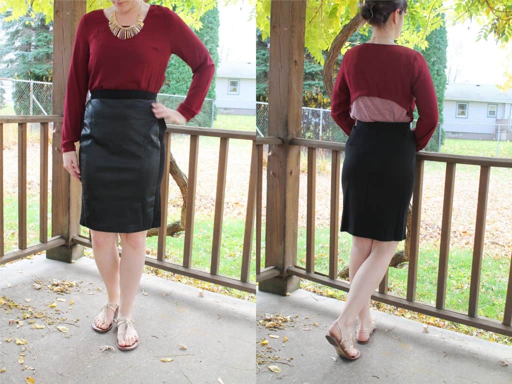 November 2015 Stitch Fix - 41Hawthorne Masie Faux Leather Panel Pencil Skirt