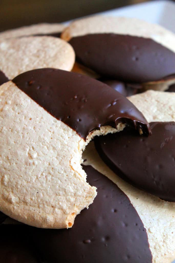 Dark Chocolate Dipped Peanut Butter Meringue Cookies 1